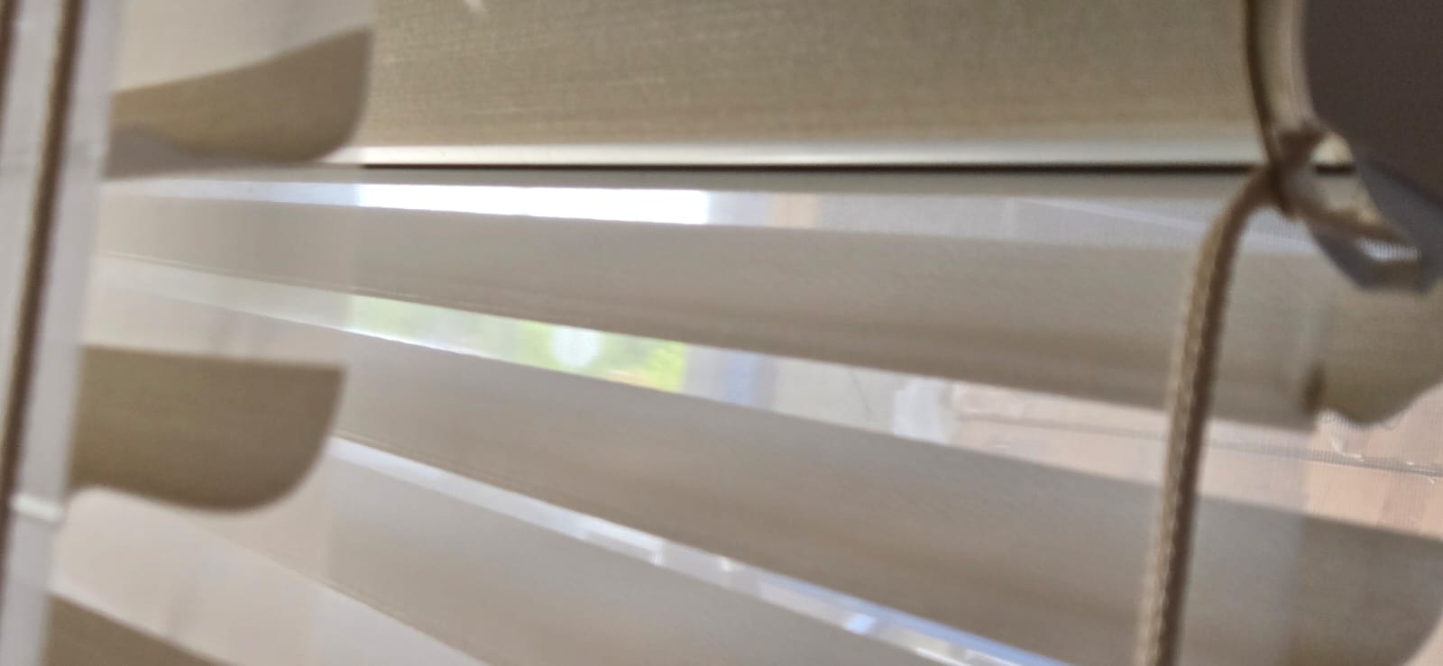 Clean horizontal blinds close up after blind cleaning