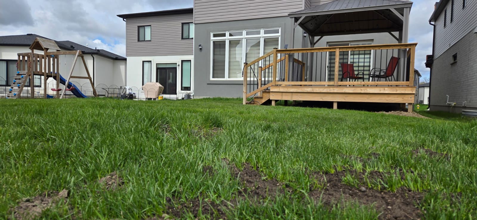 Backyard wood deck installation