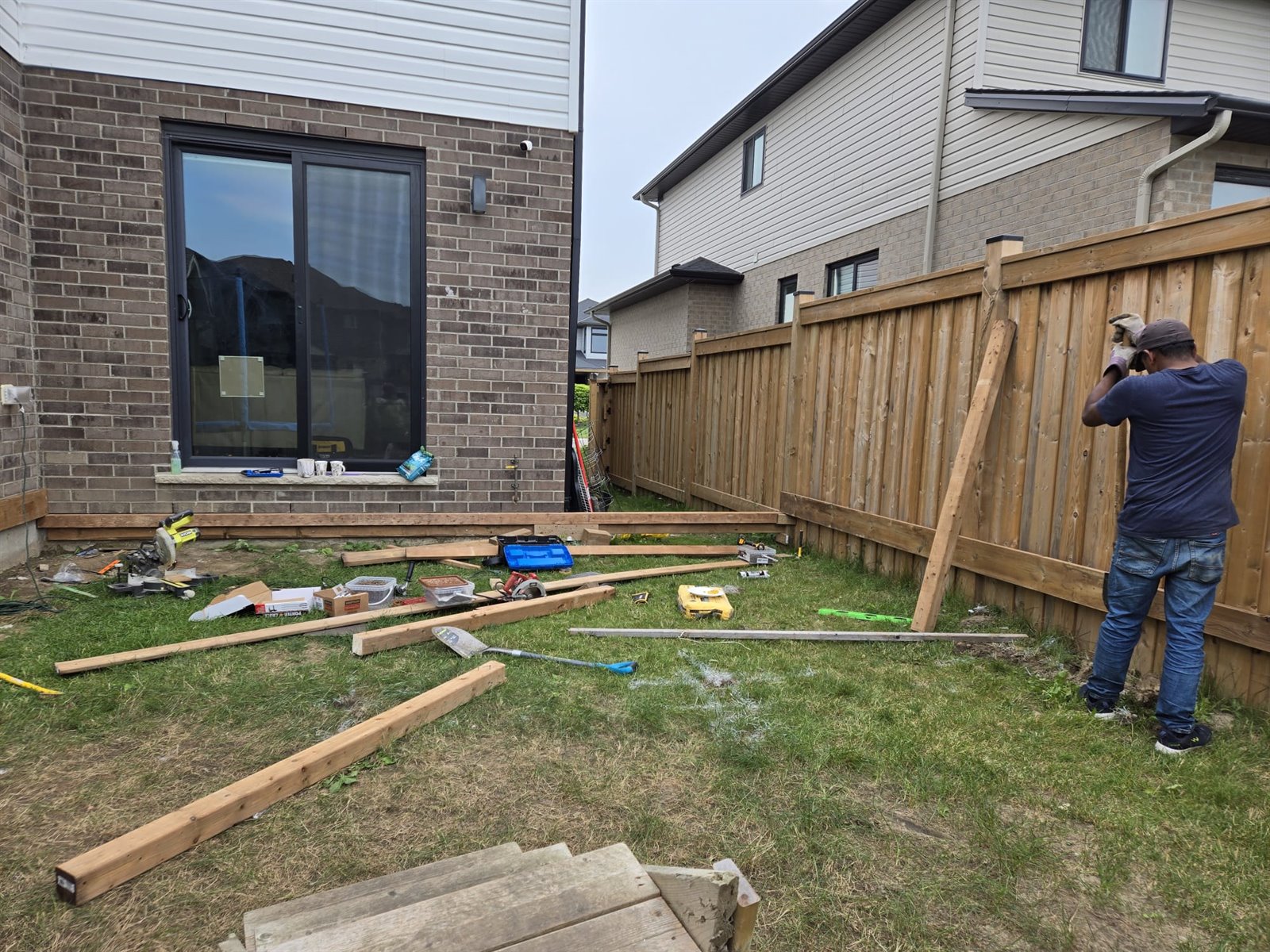 Backyard exterior wood framing project