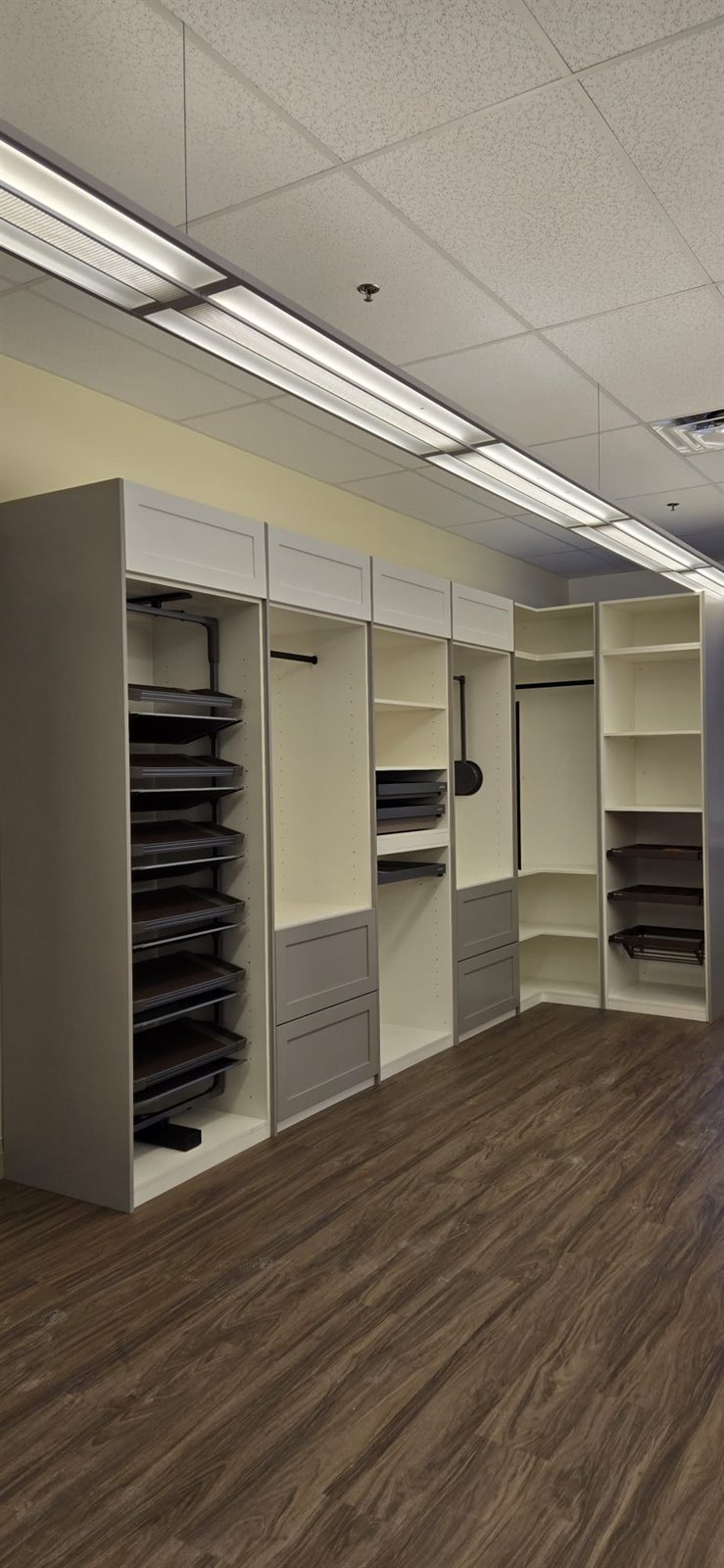 Basement cabinet storage wall