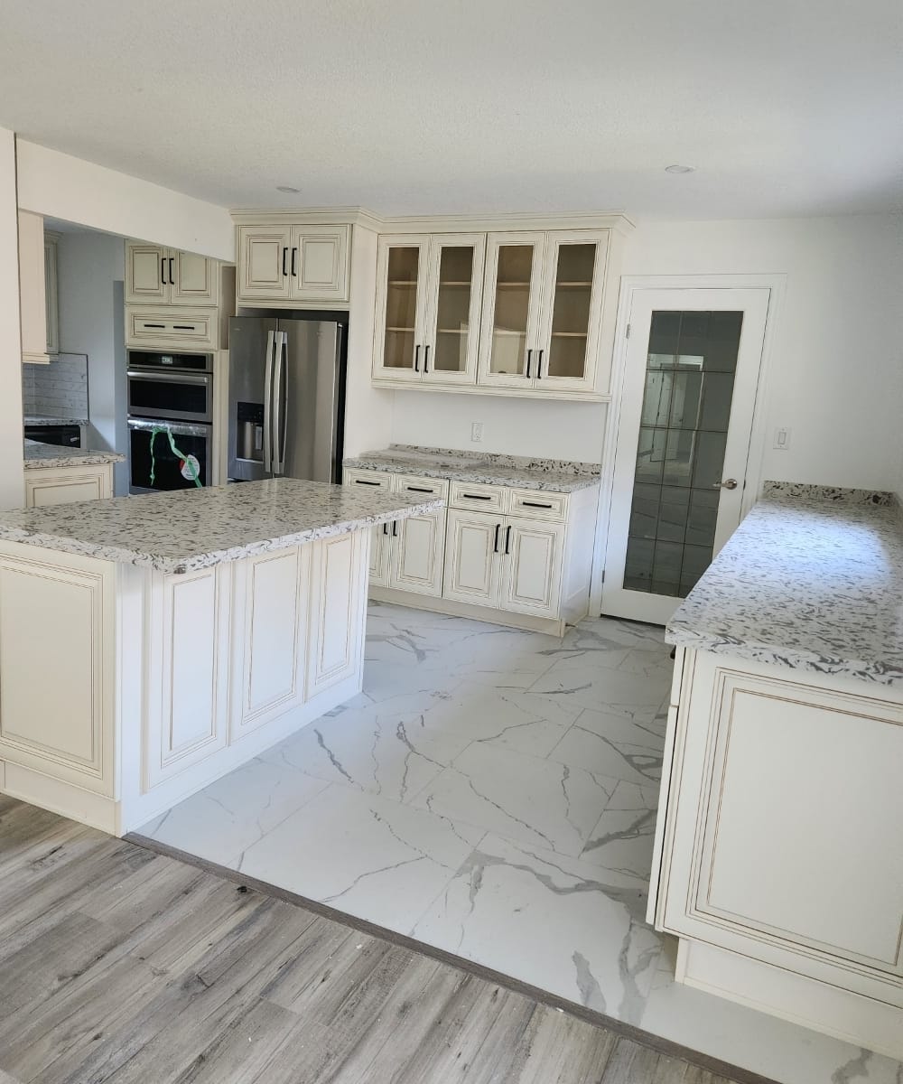 Bright white kitchen cabinet renovation