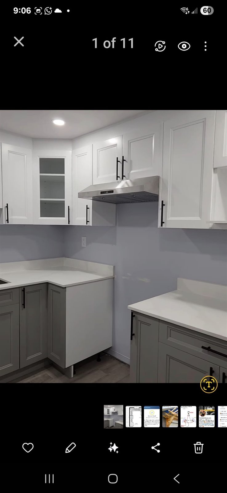 Grey kitchen cabinet preview with island