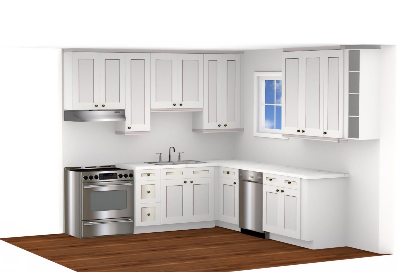 White kitchen cabinet design layout